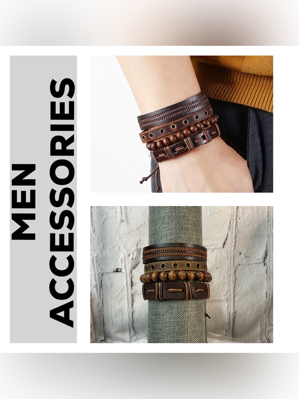 🌟🌟 Men’s Genuine Leather layered Bracelet